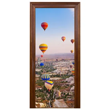 

3D Art Door Wall Fridge Sticker Decals Self Adhesive Mural Home Decor Waterproof hot air balloon