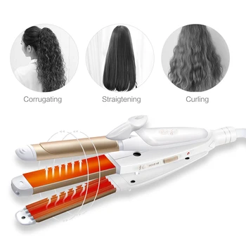 

Hair Curling Iron Corrugation Hair Curler Hair Straightener 2 in 1 Flat Iron Hair Straighteners Hair Styler Curling Tongs
