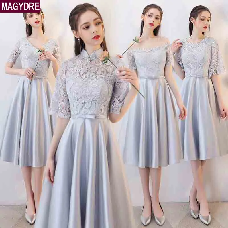 Magydre Новое поступление Короткое Платье Для подружки невесты vestido de festa robe demoiselle d'honneur ТРАПЕЦИЕВИДНОЕ свадебное платье для гостей