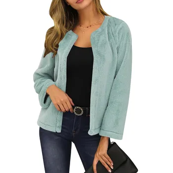 

Women Plush Jackets Long Sleeve Cardigan Autumn Spring Casual Coat Outwear JL