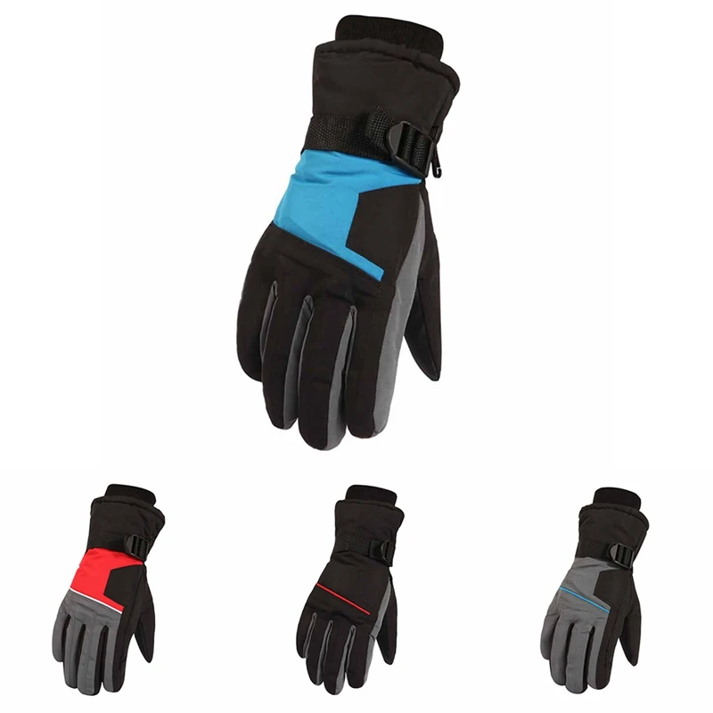 Winter Skiing Gloves Men Full Finger Thick Water Resistant Thermal Handwear Outdoor Riding Cycling Gloves