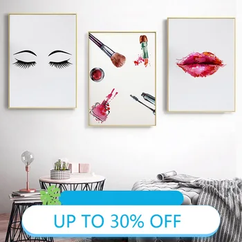 Billig Weihnachten Dekoration Leinwand Malerei Mode Poster Salon Shop Dekoration Make-Up-Tools Wimpern Wand Kunst Bild Home Decor