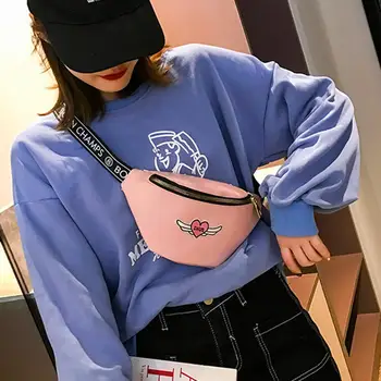 

Fashion Cute Fanny Pack Pouch Zipper Satchel Waist Bag Casual Chain Travel Sport Chest Bag Pockets Shoulder Bag Waist Packs/E