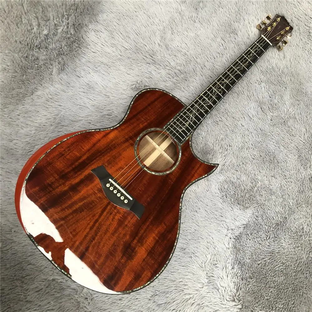 

Custom Chaylor SP14 all koa acoustic guitar,Real abalone inlays Ebony fingerboard,Solid koa wood Guitar acoustic