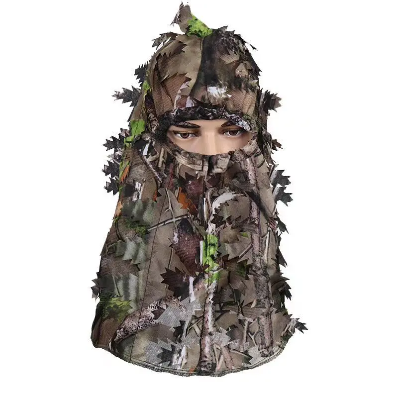Ghillie Suit Hunting Accessories Tactical Suit Camouflage Maple Leafy 3D Face Mask Camouflage Hood Hunting Fishing Headgear Camo Hat and gloves