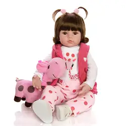 19 дюймов 46 см высокая имитация кукла подходит для детей старше 2 лет, милый розовый костюм с куклой, мягкая кукла игрушка