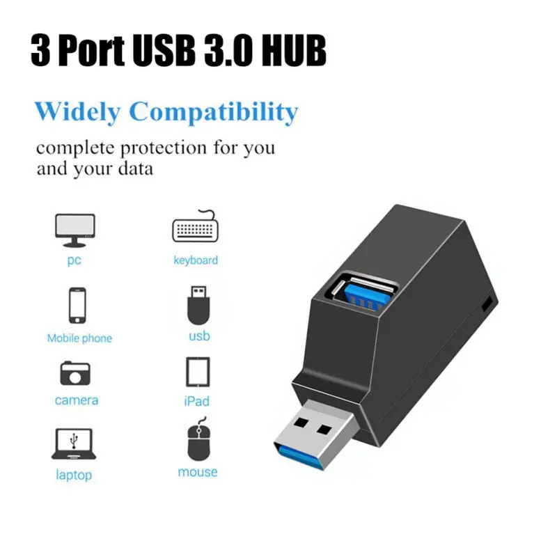 2 шт./компл. 3 порта мини USB 3,0 концентратор Высокоскоростной сплиттер для подключения и воспроизведения на компьютер, ноутбук, лептоп