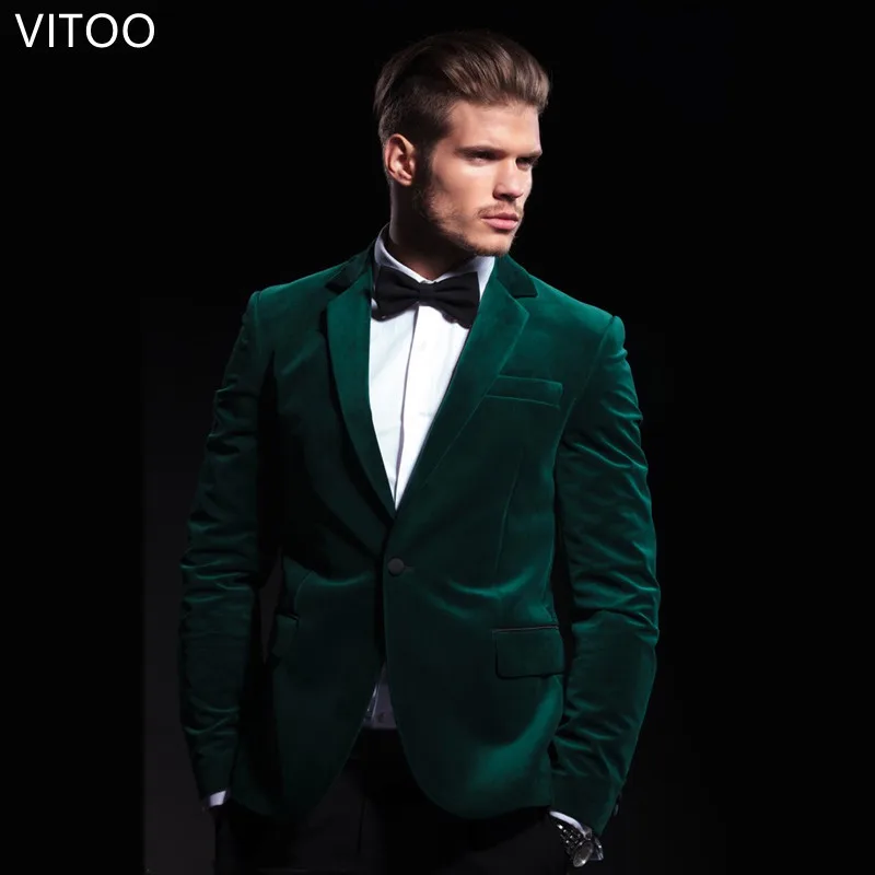 

Men's Velvet Suit 2Pieces Casual Lapel Groom Slim Fit Tuxedos Blazer Pant Set Warm Winter New Fashion For Banquet Latest-Design