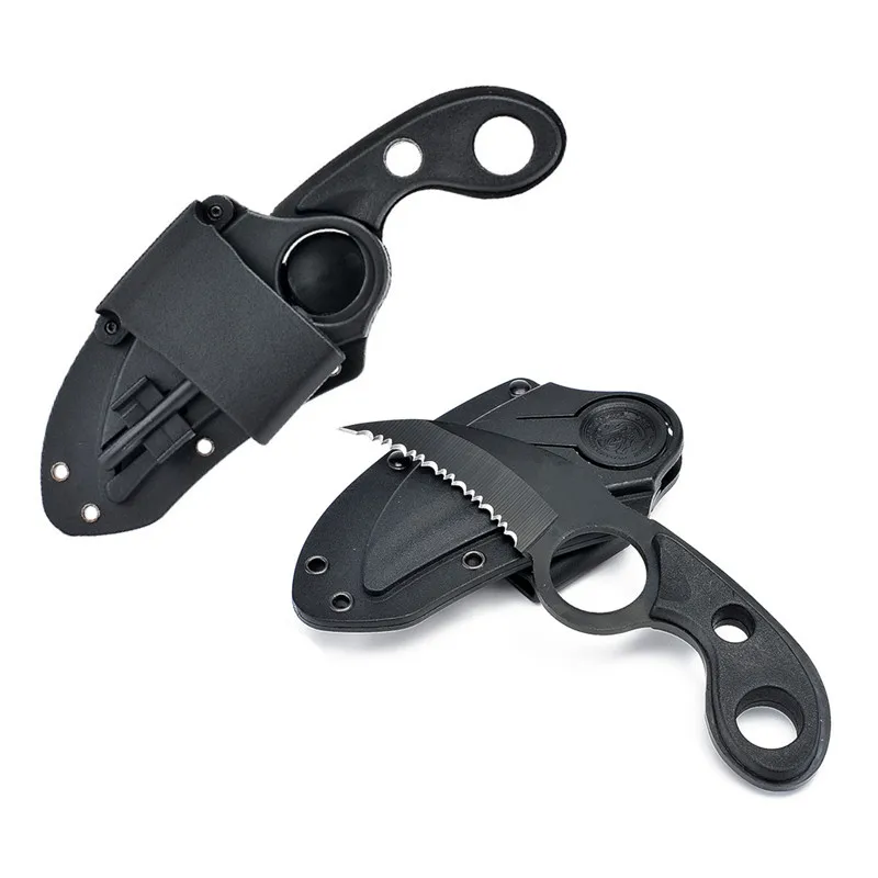 

HS Tools Serrated Pocket Bowie Karambit Knife Outdoor Camping Bear Claw With Cool Sheath Cutting Tool