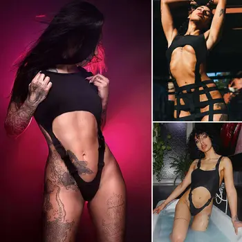 

Sexy Women Hollow Out Bodysuit Catsuit Thong Leotard Sleepwear Rompers Lingerie