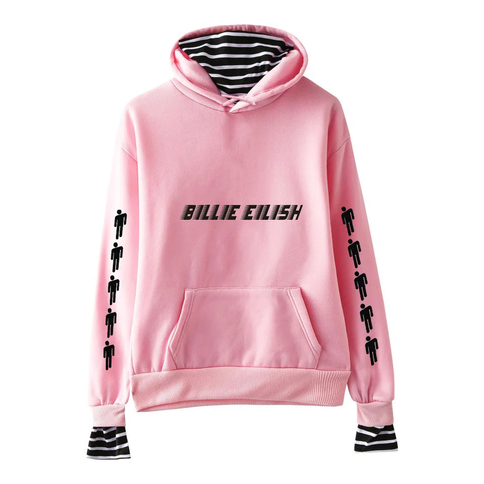 pink - style 2 Billie Eilish, для взрослых, унисекс, для женщин и мужчин, с буквенным принтом, толстовка с капюшоном, куртка, свитер, сшитый, стильный, в полоску, спортивный костюм для мальчиков - Цвет: pink - style 2