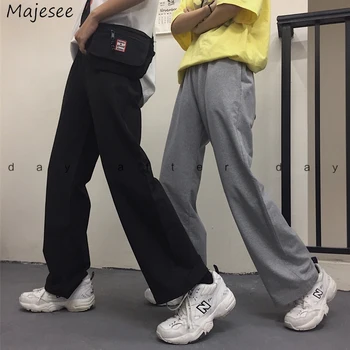 

Pants Women Plus Size 5XL Solid Wide Leg Trousers Womens Harajuku Unisex Hip-Hop Streetwear All-match Korean Style Pockets Chic