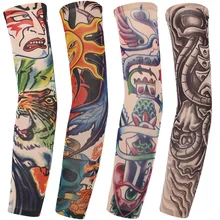 Модная тату рукав рукав тату унисекс рукава тату Защита наружная mangas para brazo цветок нарукавник новые модные нарукавники