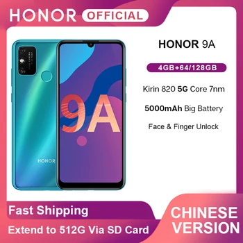 

New Arrival Honor 9A 9 A Smartphone 6.3'' 5000mAh Big Battery MT6765 Octa Core Face Fingerprint ID Cellphone Android 10