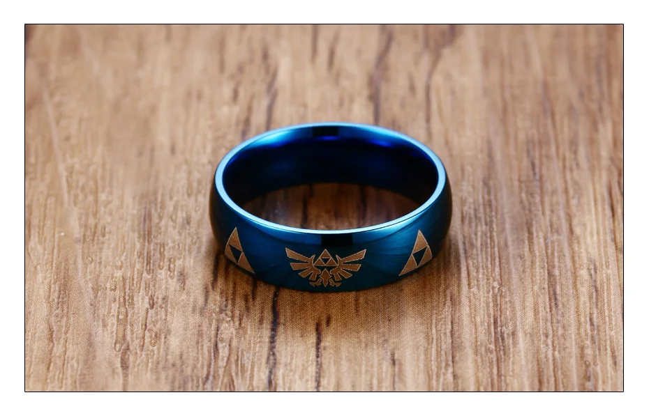 Meaeguet 6 мм широкий модный синий Аниме ювелирные изделия Легенда о Zelda кольцо для мужчин и женщин вечерние кольца из нержавеющей стали