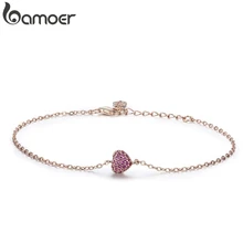 BAMOER, 925 пробы, серебро, розовое золото, романтическое сердце, цепочка, браслет, женский, регулируемый браслет с застежкой лобстер, ювелирные изделия SCB050
