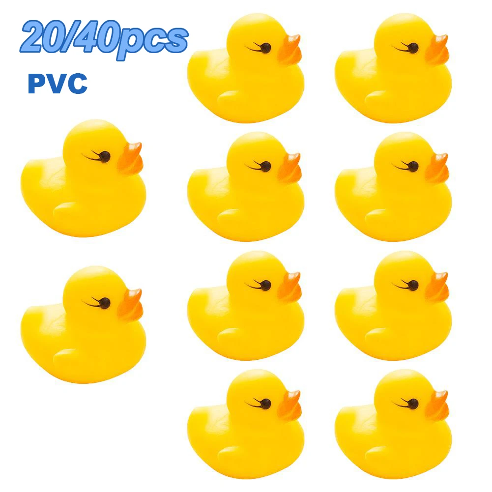 Mini pato de bebé amarillo, juguetes de baño para apretar música, 20/40 Uds.
