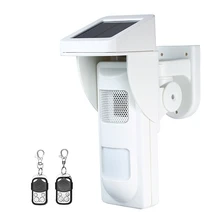 Солнечный двойной инфракрасный датчик движения сирена стробоскоп сигнализация водонепроницаемый беспроводной PIR Датчик Детектор 16 голоса 2 контроллера