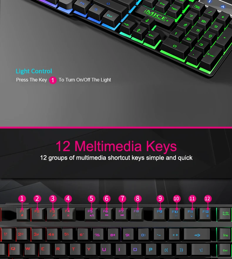 IMice игровая клавиатура 104 клавишные колпачки с RGB подсветкой механическая клавиатура игровая клавиатура с RU стикером для ПК ноутбука компьютера