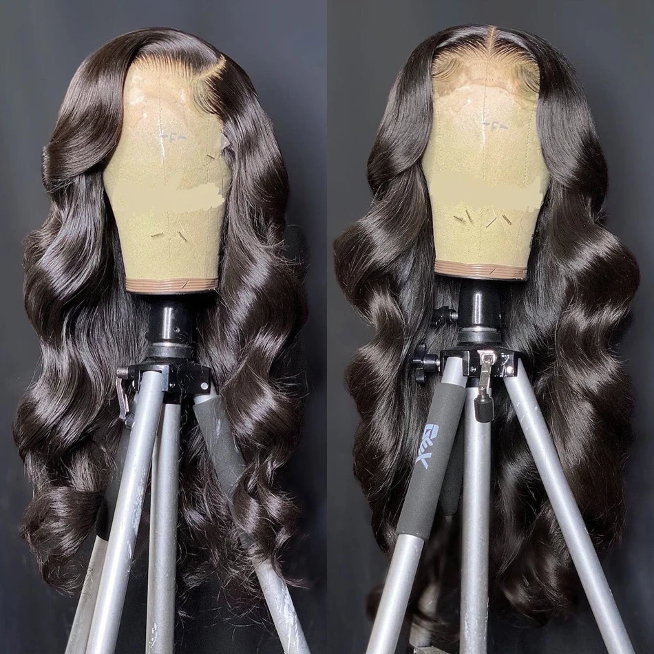 Human-Hair-Wigs Virgin-Hair Glueless Frontal Body-Wave Loose Black-Women 30inch Brazilian