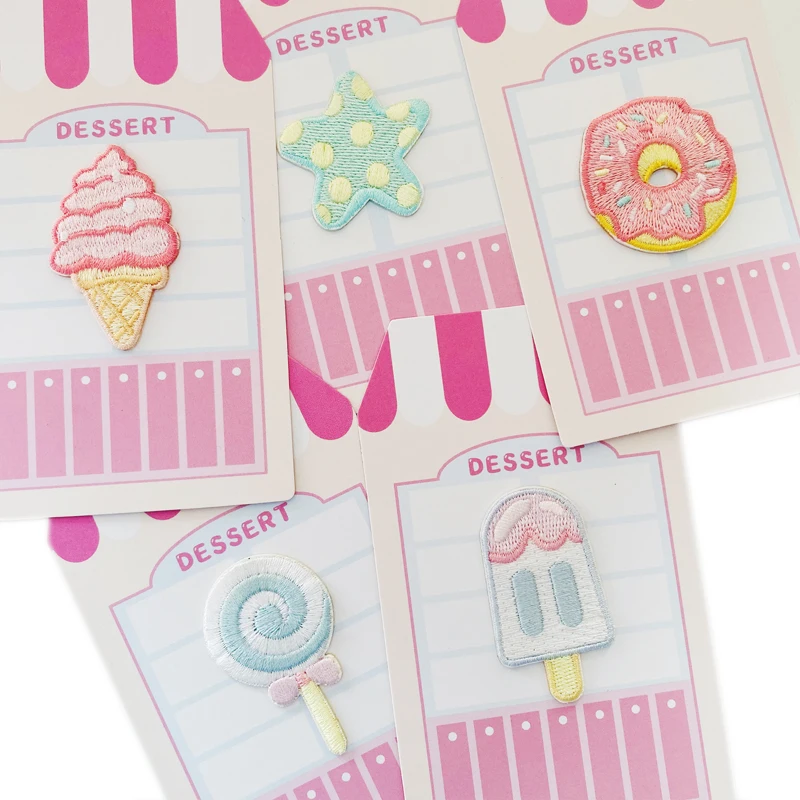 1X Cute Ice Cream Lollipop Lolly Star Donut Embroidered Decorative Sticker Clothes Shoes Caps Stitch Patch Kids Gift | Канцтовары для