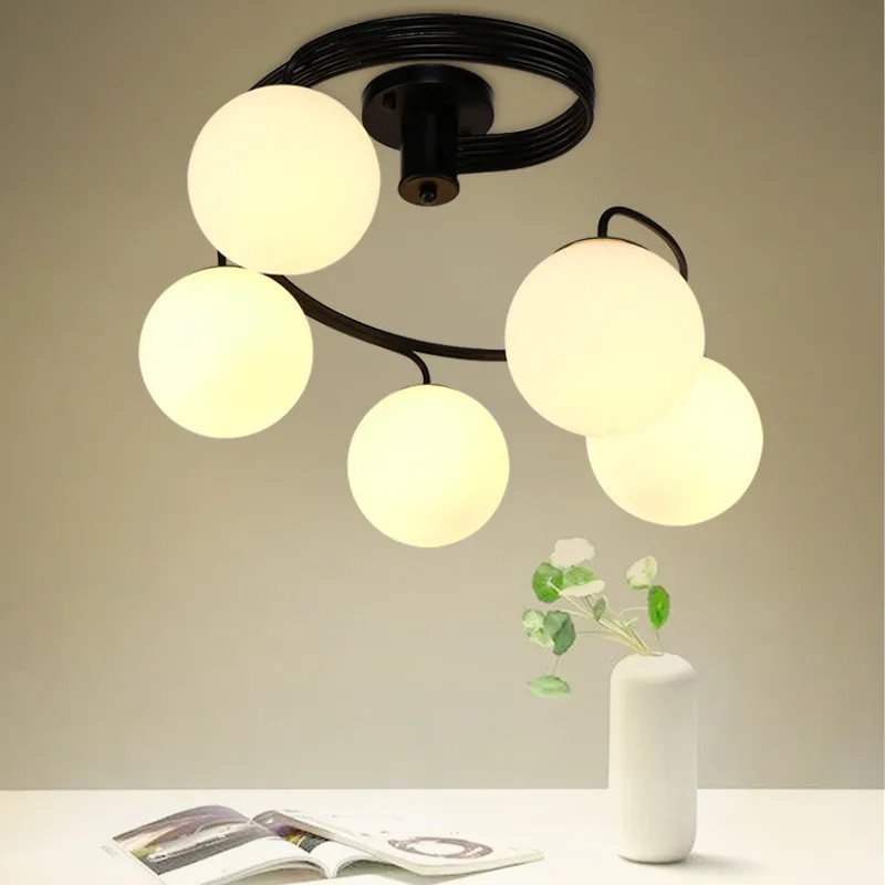 

Simple Chandelier Restaurant Light For Bedroom Rural Metal Ceiling Lamp Nordic Creative Study Suspension Light