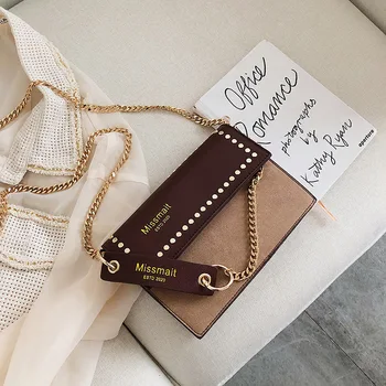 

Women's shoulder bag slant span bag 2020 spring new small square bag ins women's bag versatile rivet bag