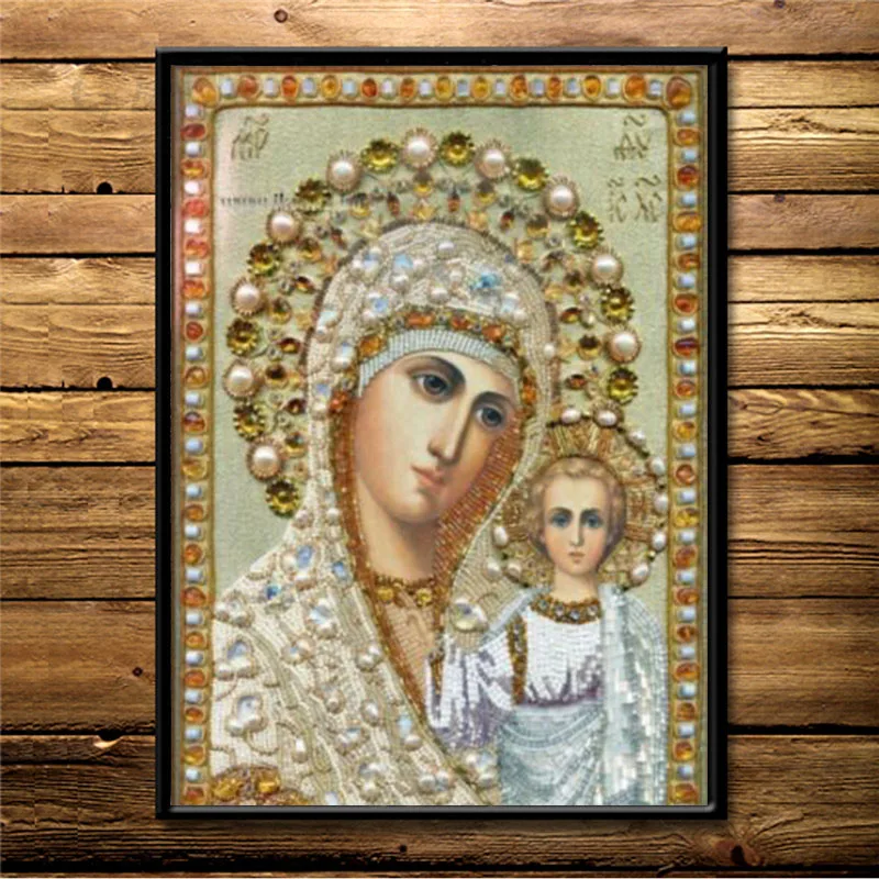 Полный Круглый алмазная, мозаичная, религиозная Madonna значок 5D DIY алмазная живопись Девы Марии религиозных икон, алмазная вышивка стены искусства