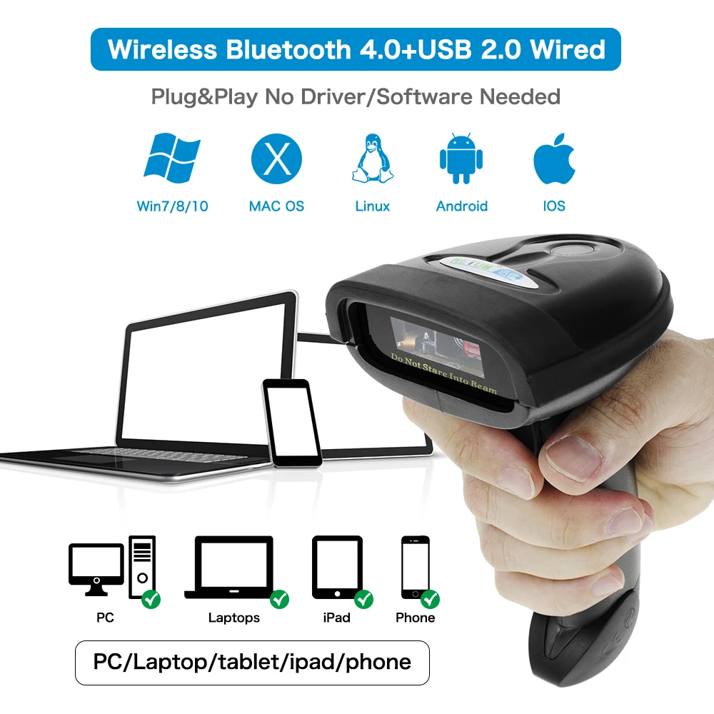 portable document scanner NETUM NT-1228BC Handheld Wirelress Barcode Scanner AND NT-1228BL Bluetooth 1D/2D QR Bar Code Reader PDF417 for IOS Android IPAD portable printer scanner