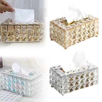 

Luxury Rhinestone Tissue Box Metal Tissue Box For Living Room Home Hotel And Wedding Decor Durable Case Holder Napkin Tray
