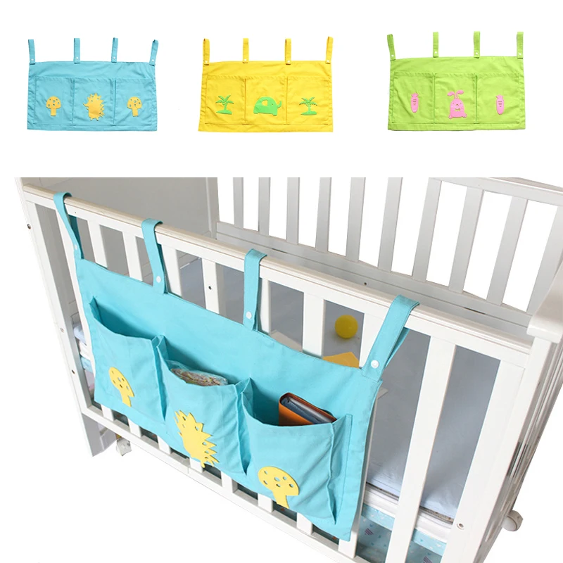  Cartoon Bed Wall Hanging Storage Bag Crib Bed Brand Baby Cotton Crib Storage Bag Toy Diaper Pocket 