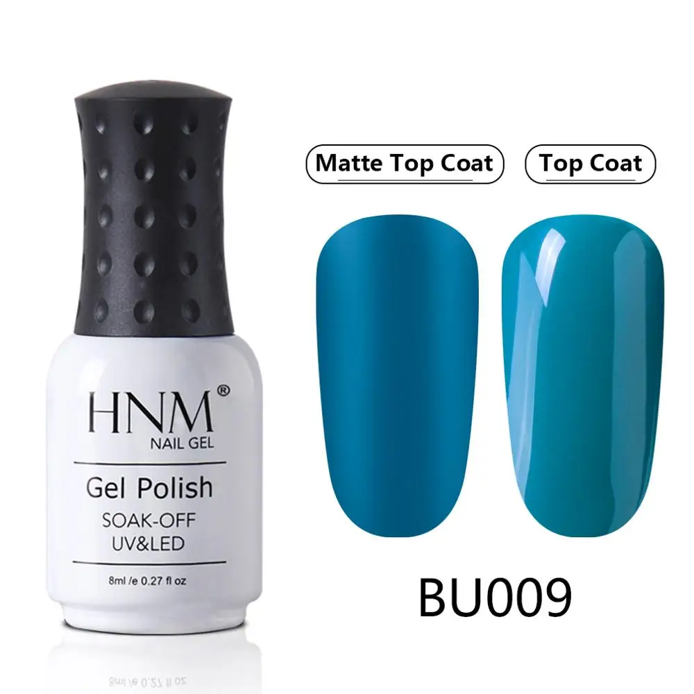 HNM Blue Gray Matte Effect Gel Nail Polish Need Matt Top Coat Base Semi Permanent UV LED Lamp Hybrid Varnishes Lacquer Gellak - Цвет: BU009