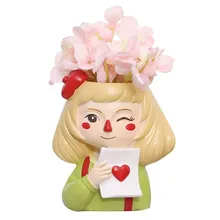 Креативный милый мультфильм суккулент растение призрак лошадь Девушка Головные портреты смолы искусство и ремесло ваза украшения дома аксессуары X3998