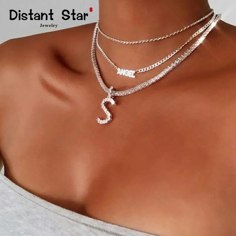 Горячая Распродажа 26 букв ожерелье женское серебряное дикое праздничное подарок