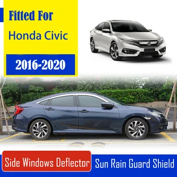 

1 Set Chrome Side Vent Sun Shade Window Visors Rain Guard Deflectors For Honda Civic 2016-2020