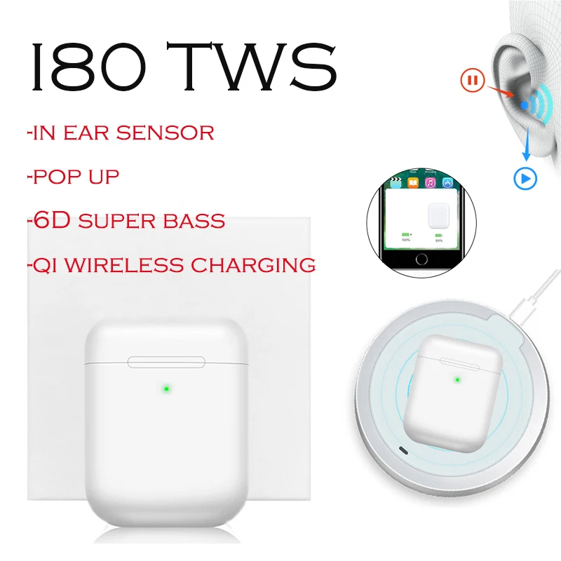 Новинка i80 TWS Bluetooth 5,0 гарнитура 6D сабвуфер сенсорное управление беспроводная гарнитура для iPhone Android PK i15 i10 i21 i50 i30 i20 i60