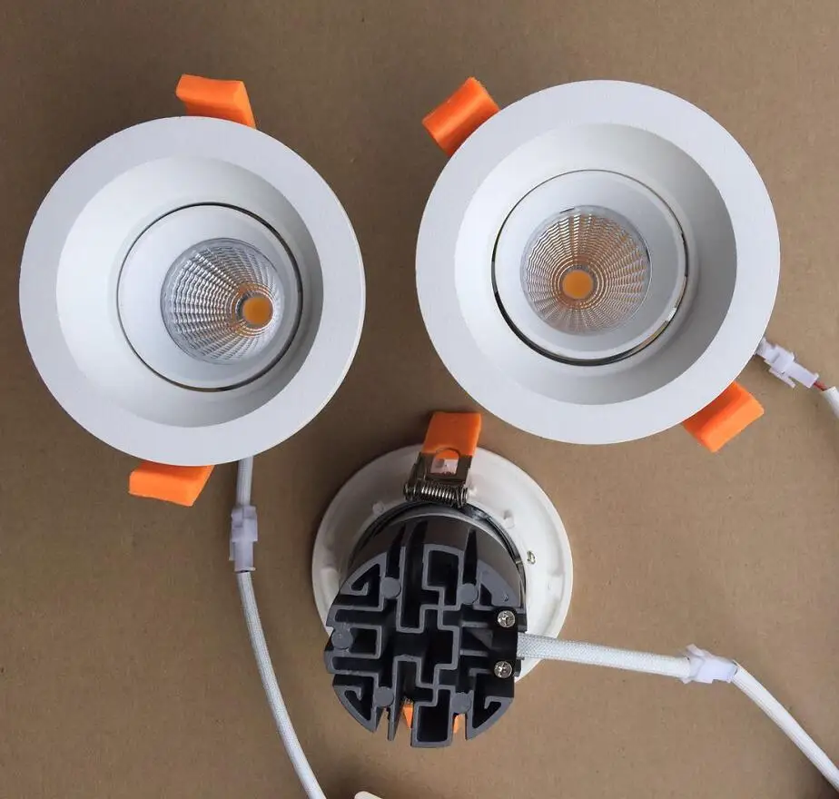 무료 배송 12W COB LED Downlight LED 실내 천장 조명 천장 조명 AC85-265V 알루미늄 CRI>90