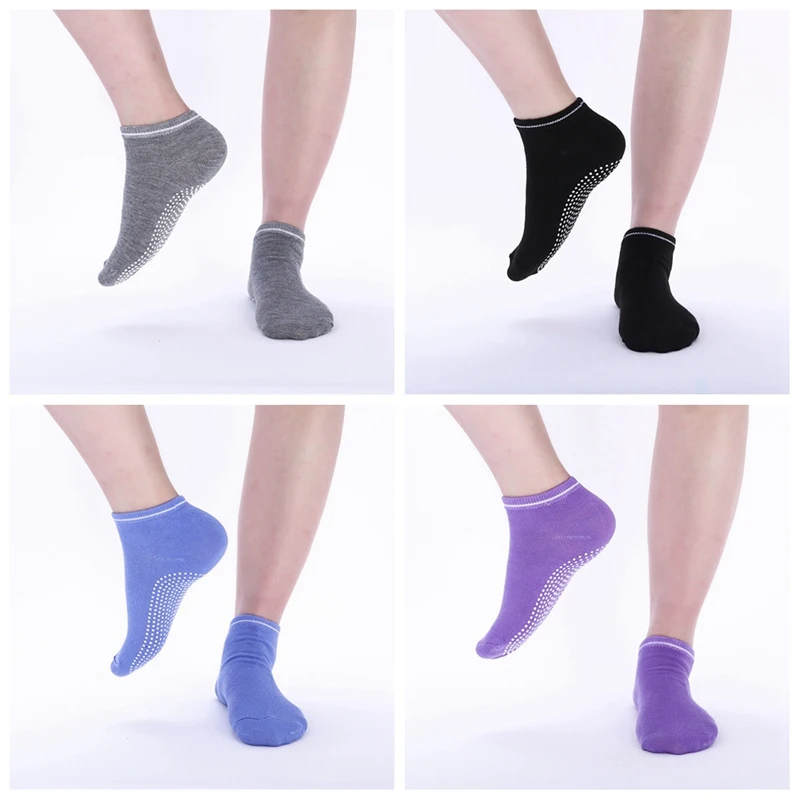 4 пары, женские носки для фитнеса, Пилатес, Резиновые Нескользящие носки для балета, спортивные быстросохнущие дышащие носки для спортзала, TJM9202