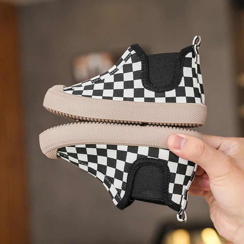 Spring Autumn New Kids Sneakers High Children's Canvas Shoes Boys And Girls Child Baby Slip On Boots Casual Military Boots