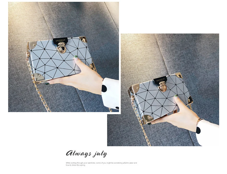 Новая Корейская версия диких цепей с геометрическим узором, маленькая квадратная сумка, сумка на плечо, сумка в коробке