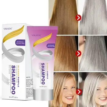 

Blonde Purple Hair Profesional Treatment Shampoo Removes yellow and brassy tones for silver Ash look Purple Hair Shampoo 100ml