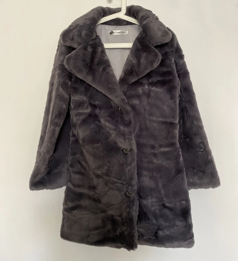 Распродажа Женские зимние длинные куртки из искусственного меха кролика рекс - Цвет: gray
