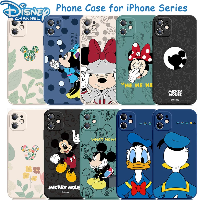 Мягкий полноразмерный чехол Disney с Микки и Минни для iPhone 12 11 Pro Max XR XS 7 8 Plus X SE задняя