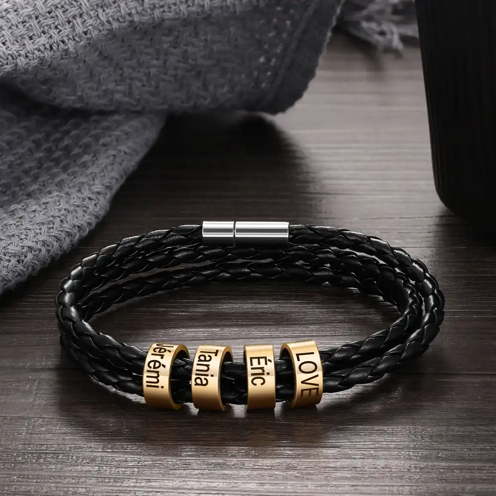 Braceletes de couro multicamadas personalizados da joalheria para a cor