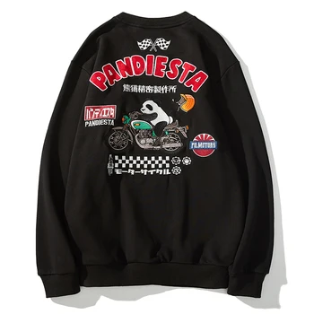 

Locomotive Panda Fun Cartoon Round Neck Long Sleeve Sweatshirt Japanese fashion men's spring and autumn embroidered thin coat