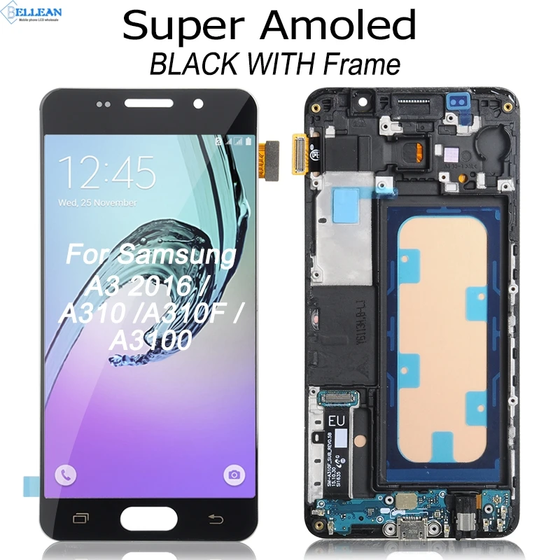 Dinamico акция для samsung Galaxy A3 Lcd A310 Дисплей Lcd кодирующий преобразователь сенсорного экрана в сборе A310F дисплей с рамкой - Цвет: Amoled BL With Frame