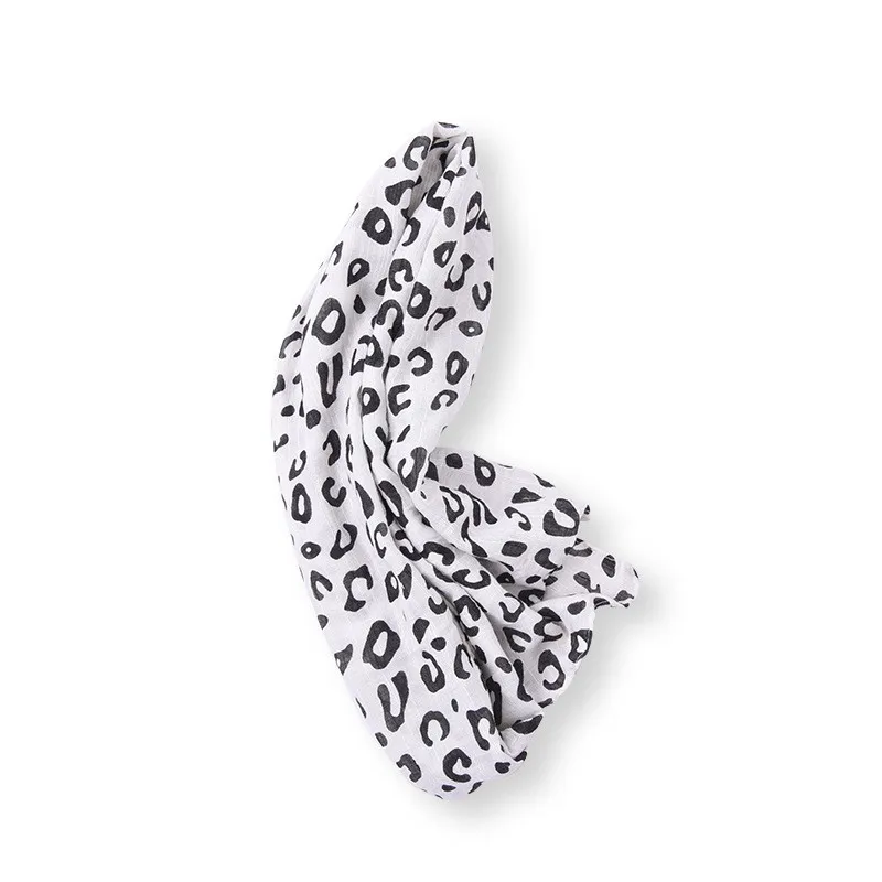Детский шарф для девочек; хлопковые и льняные теплые шарфы с леопардовым узором на зиму - Цвет: W