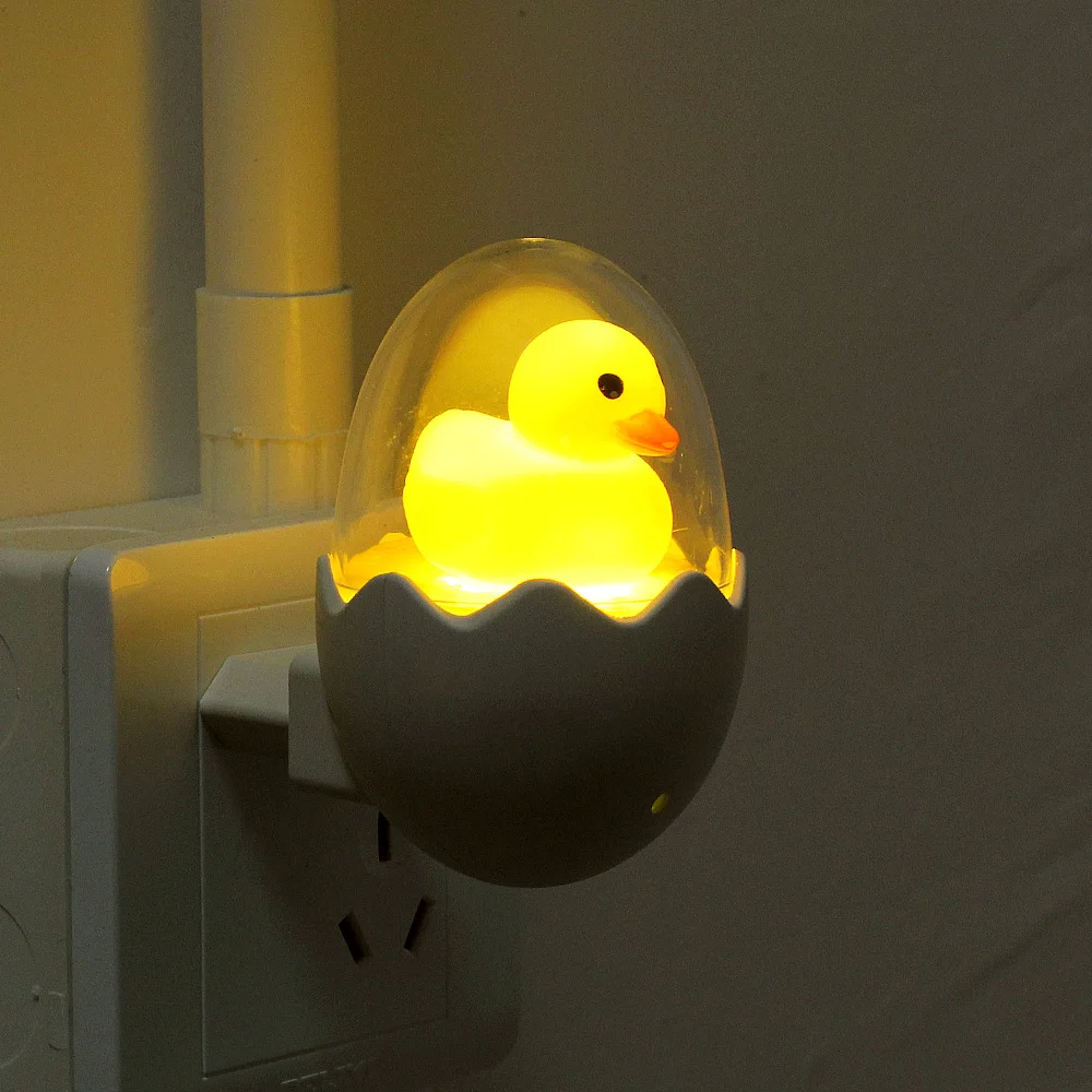 

Yellow Egg Duck LED Night Light AC 220V With Remote Control Light Sensor Cartoon Lamp Children's Bedroom Mini Home Night Light