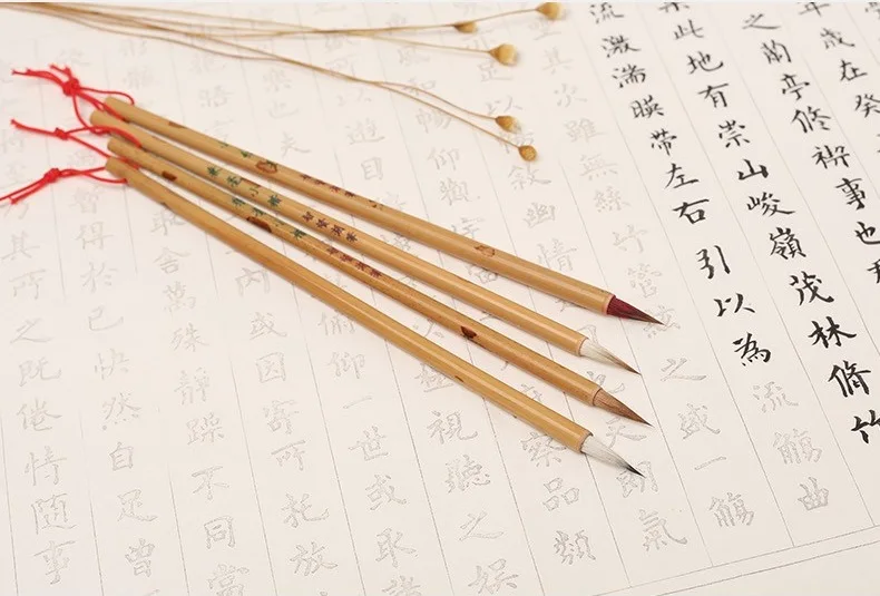 Chinês Tradicional Caligrafia Escova Caneta Conjunto Doninha Cabelo Escrita Escovas Claborate-sty Pássaro Scriptliner Canetas Paperlaria 4 cabelo escrita escovas claborate-sty escova pássaro scriptliner canetas paperlaria