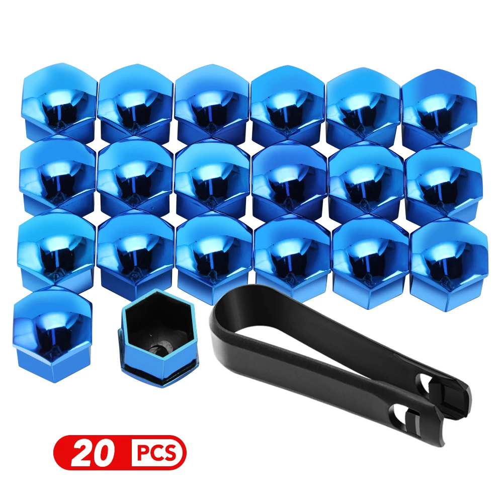 20x Ecrou de Roue Caches Écrous des Roues Kit 19 MM Noir Brillant pour Ford